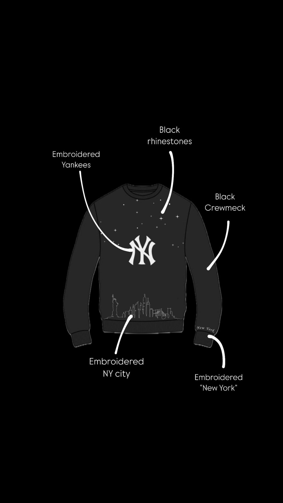 Yankees Embroidered Rhinestone Crewneck