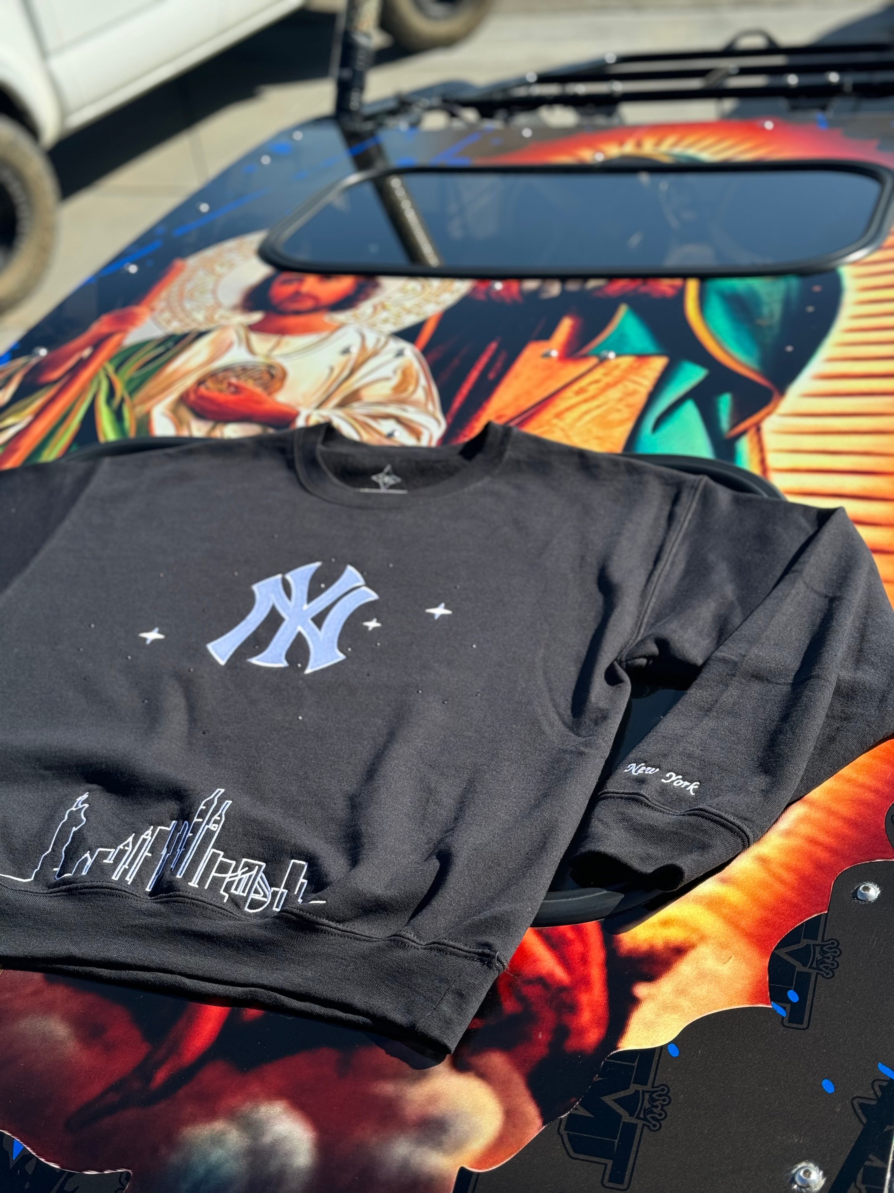 Yankees Embroidered Rhinestone Crewneck
