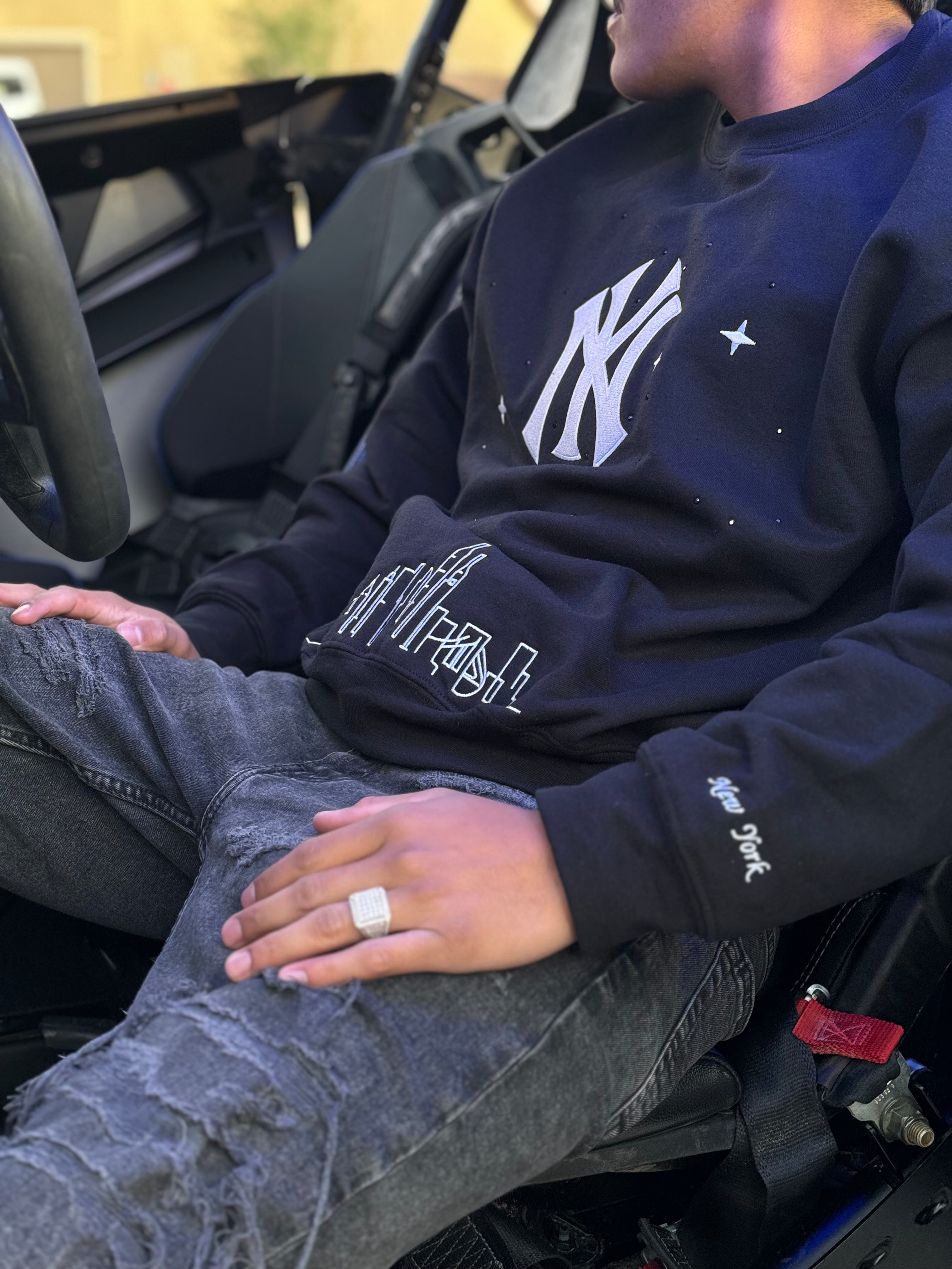 Yankees Embroidered Rhinestone Crewneck