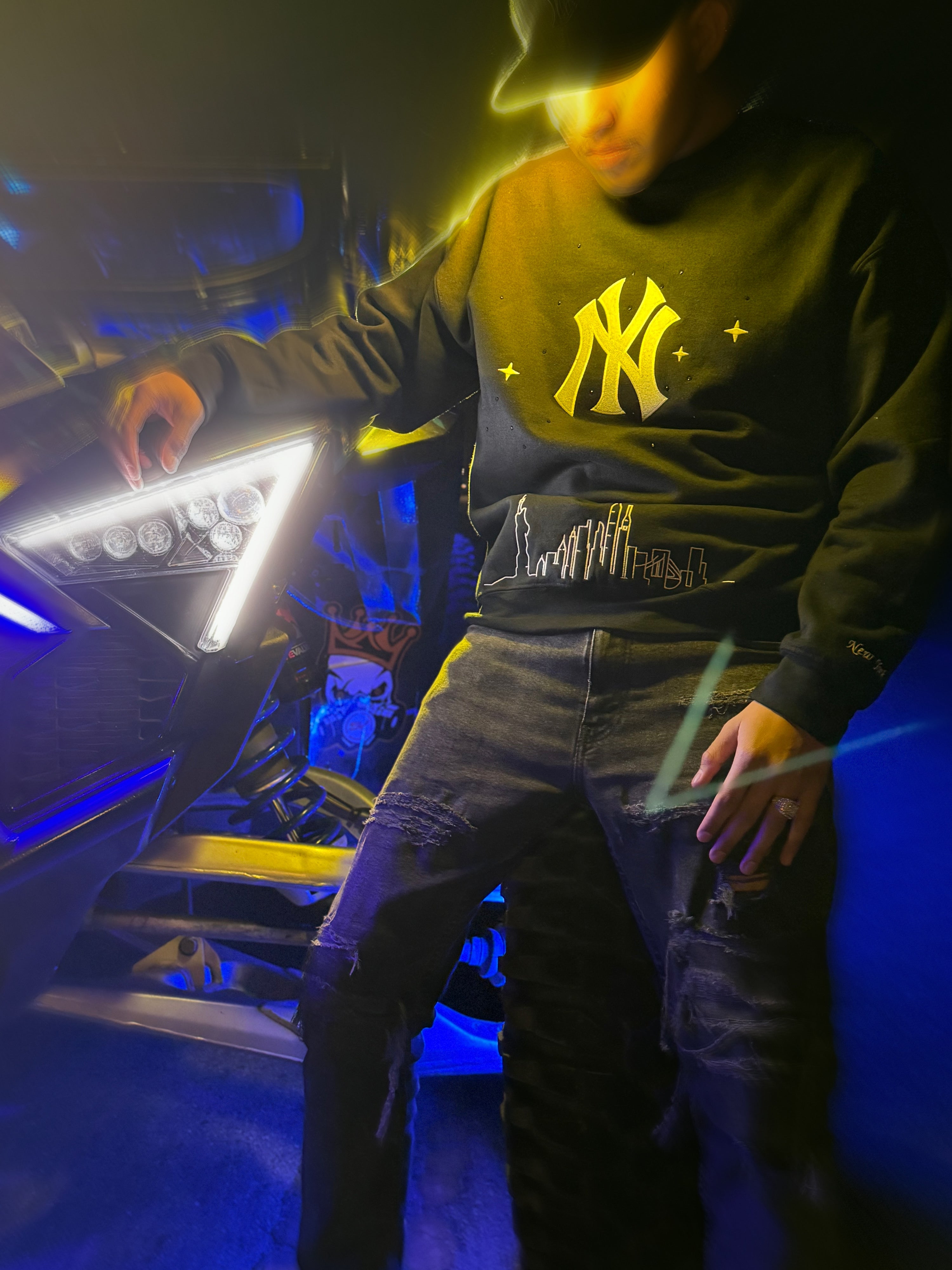 Yankees Embroidered Rhinestone Crewneck